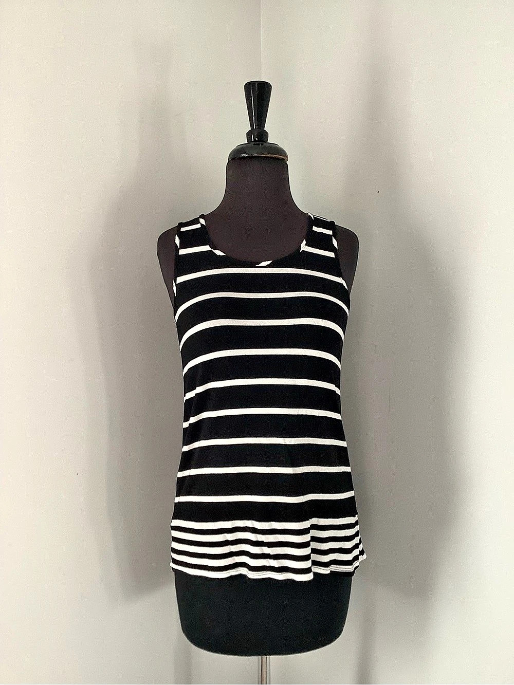 Olive + Oak Striped Sleeveless Top in Black & White